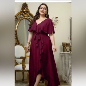 Burgundy wedding bridesmaid dress plus size